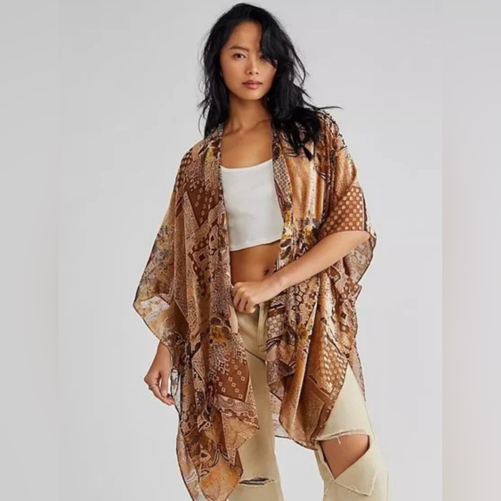 NWOT Stevie patchwork burnout kimono by free people